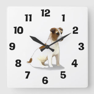 Jack Russell Quadratische Wanduhr
