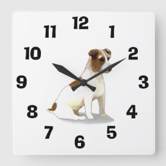 Jack Russell Quadratische Wanduhr