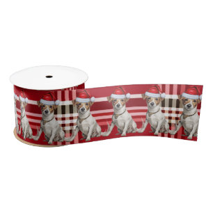 Jack Russell Red Holiday Kariert Funny Dog Weihnac Satinband