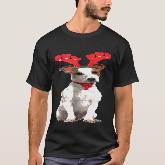 Jack Russell Reindeer Christmas Dog Funny T-Shirt (Vorderseite)