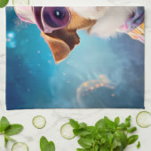 Jack Russell, rosa Brille und rosa Hut Geschirrtuch (Gefaltet)