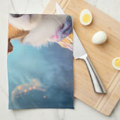 Jack Russell, rosa Brille und rosa Hut Geschirrtuch (Viertel Falte)