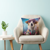 Jack Russell, rosa Brille und rosa Hut Kissen (Stuhl )