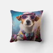Jack Russell, rosa Brille und rosa Hut Kissen (Rückseite)