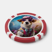 Jack Russell, rosa Brille und rosa Hut Pokerchips (Einzeln)