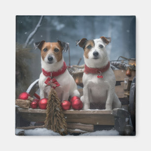 Jack Russell Schnees Schlitten Weihnachtsdekoratio Magnet