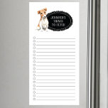 Jack Russell Shopping List Magnetischer Notizblock<br><div class="desc">Adorable Sachen,  um Jack Russell Hund mit einem schwarzen Chalkboard Rahmen personalisiert mit Ihrem Namen zu holen.</div>