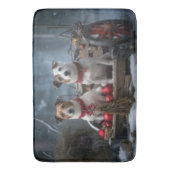 Jack Russell Snowy Sleigh Weihnachtsdekor Badematte (Vorderseite Vertikal)