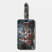 Jack Russell Snowy Sleigh Weihnachtsdekor Gepäckanhänger (Rückseite vertikal)