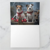 Jack Russell Snowy Sleigh Weihnachtsdekor Karte (Innenseite)
