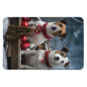 Jack Russell Snowy Sleigh Weihnachtsdekor Magnet (Horizontal)