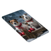 Jack Russell Snowy Sleigh Weihnachtsdekor Magnet (Rechte Seite)