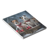 Jack Russell Snowy Sleigh Weihnachtsdekor Notizblock (angewinkelt)