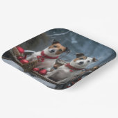 Jack Russell Snowy Sleigh Weihnachtsdekor Pappteller (Gewinkelt)