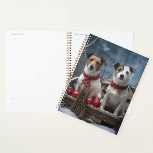 Jack Russell Snowy Sleigh Weihnachtsdekor Planer (Anzeige)