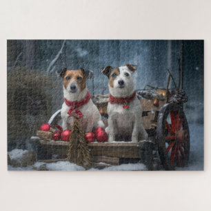 Jack Russell Snowy Sleigh Weihnachtsdekor Puzzle