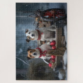 Jack Russell Snowy Sleigh Weihnachtsdekor Puzzle (Vertikal)