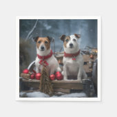 Jack Russell Snowy Sleigh Weihnachtsdekor Serviette (Vorderseite)