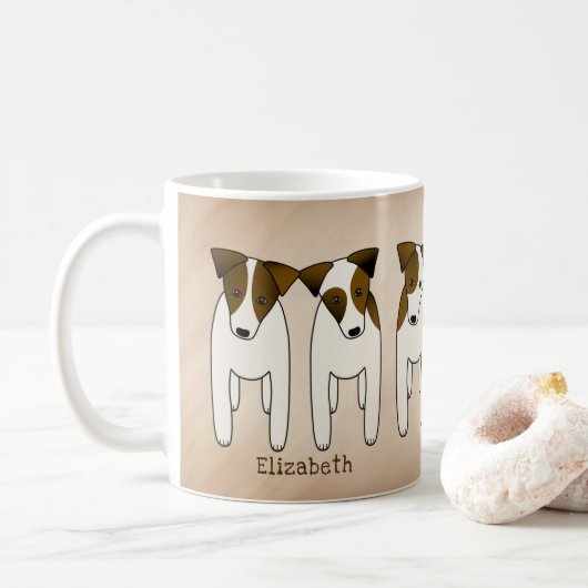 Jack Russell stellt niedliche Hunde personalisiert Kaffeetasse (Mit Donut)
