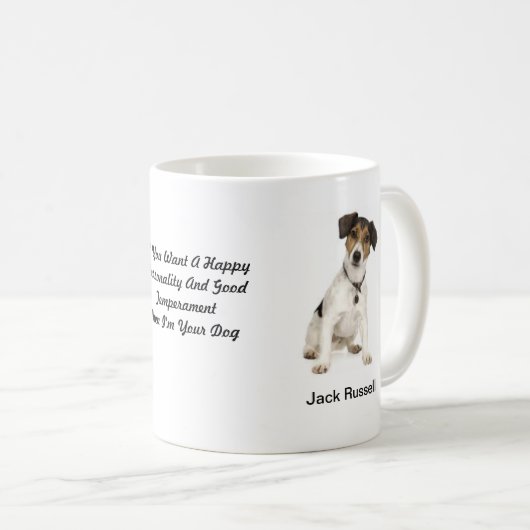 Jack-Russell-Tasse - mit zwei Bildern und einem Kaffeetasse (VorderseiteRechts)