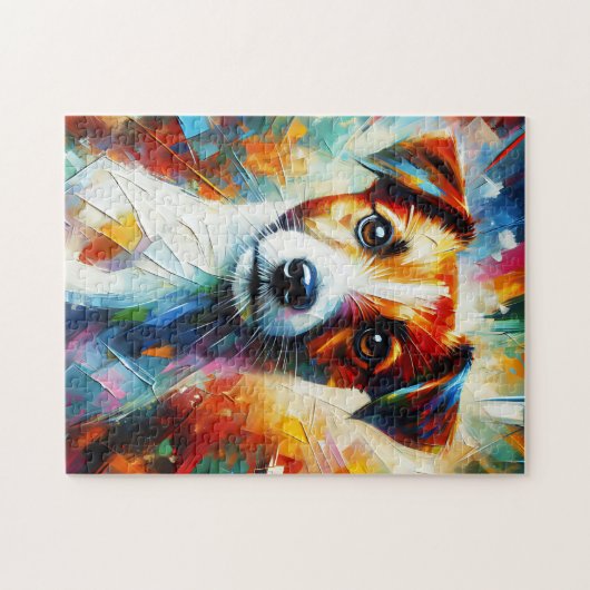 Jack Russell Terrier Acrylic Print | Farblich Puzzle (Horizontal)