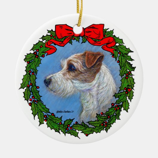 Jack Russell Terrier Art von Glenda S. Harlan Keramik Ornament (Vorne)