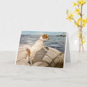 Jack-Russell-Terrier auf Boot Karte (Gelbe Blume)