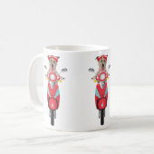 Jack-Russell-Terrier auf roter Moped-Tasse Kaffeetasse (Vorderseite Links)