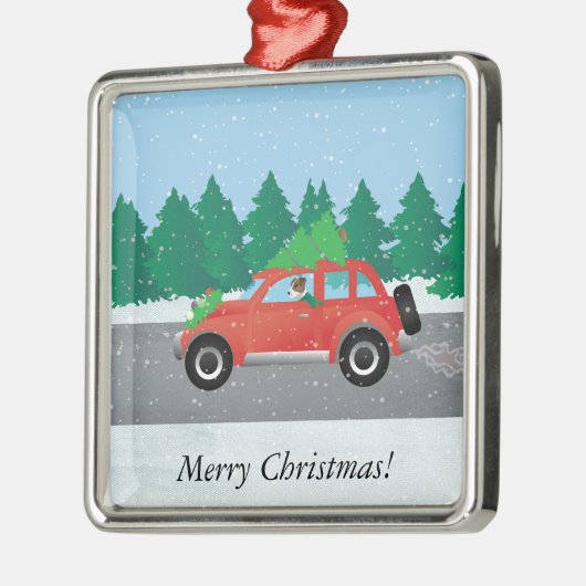 Jack Russell Terrier Autofähre Tree oben Silbernes Ornament (Links)