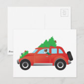 Jack Russell Terrier Autofahren Weihnachtswagen Feiertagspostkarte (Vorne/Hinten)