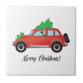 Jack Russell Terrier Autofahren Weihnachtswagen Fliese (Vorderseite)