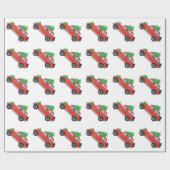 Jack Russell Terrier Autofahren Weihnachtswagen Geschenkpapier (Flach)