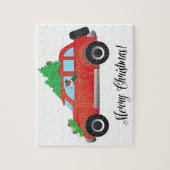 Jack Russell Terrier Autofahren Weihnachtswagen Puzzle (Vertikal)