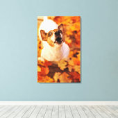 Jack Russell Terrier bellen und springen, Herbst Leinwanddruck (Insitu (Holzboden))