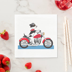 Jack Russell Terrier Biker Hund auf rotem Motorrad Serviette
