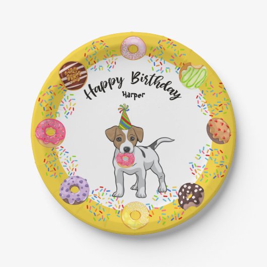 Jack Russell Terrier Birthday Party Paper Plate Pappteller (Vorderseite)
