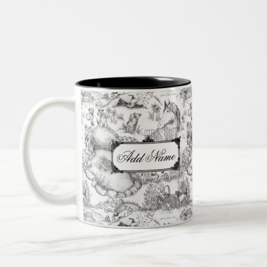 JACK RUSSELL Terrier Black Toile mit Individuelle  Zweifarbige Tasse (Links)