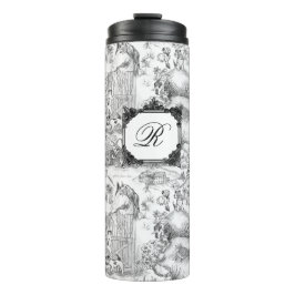 JACK RUSSELL Terrier Black Toile mit Monogramm Thermosbecher