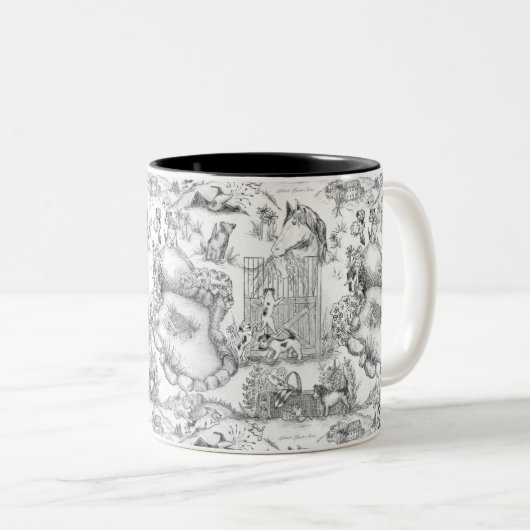 JACK RUSSELL Terrier Black Toile Zweifarbige Tasse (VorderseiteRechts)