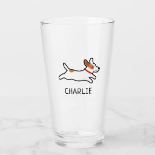 Jack Russell Terrier Cartoon Dog Personalisiert Glas
