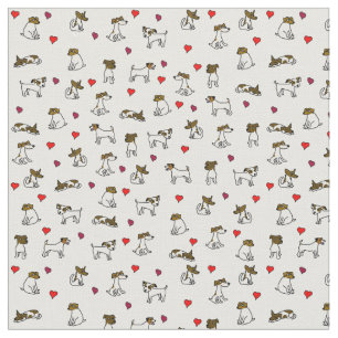 Jack Russell Terrier Cartoon-Druck Stoff