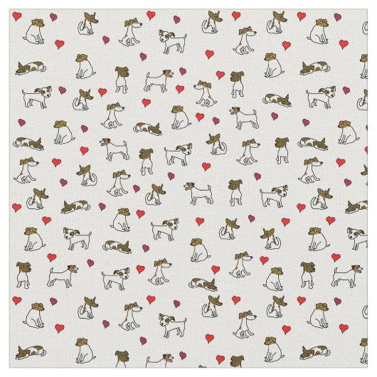 Jack Russell Terrier Cartoon Print Fabric Stoff (Nahaufnahme)