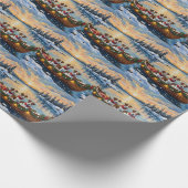 Jack Russell Terrier Christmas Boat Holiday Geschenkpapier (Ecke)