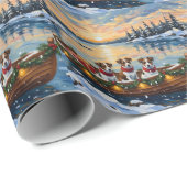 Jack Russell Terrier Christmas Boat Holiday Geschenkpapier (Rolleneckpunkt)