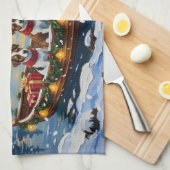 Jack Russell Terrier Christmas Boat Holiday Geschirrtuch (Viertel Falte)