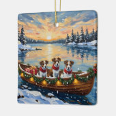 Jack Russell Terrier Christmas Boat Holiday Keramikornament (Links)