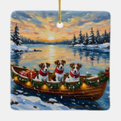 Jack Russell Terrier Christmas Boat Holiday Keramikornament (Rückseite)