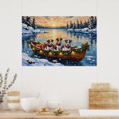 Jack Russell Terrier Christmas Boat Holiday Poster (Küche)