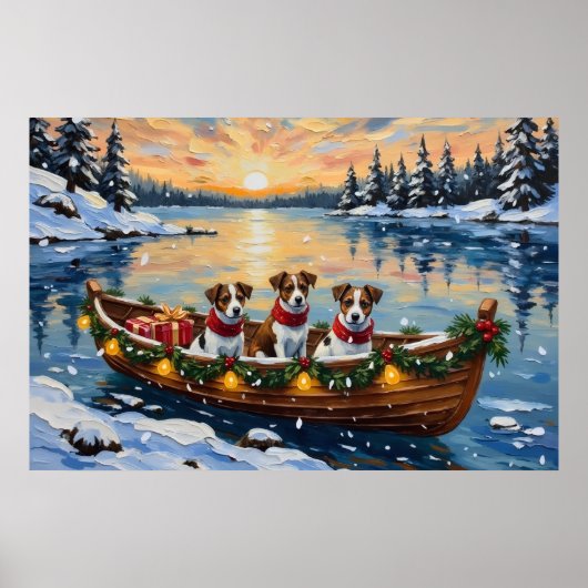 Jack Russell Terrier Christmas Boat Holiday Poster (Vorne)