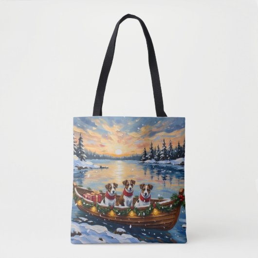 Jack Russell Terrier Christmas Boat Holiday Tasche (Vorderseite)